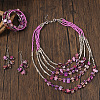 Alloy & Natural Shell & Glass Seed Beaded Multilayer Necklaces & Dangle Earrings & Bangles Sets WGCEEFD-04-1