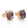 Adjustable Natural Amethyst Finger Rings G-S359-301-2