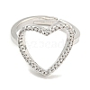 Heart Rack Plating Brass Micro Pave Cubic Zirconia Heart Adjustable Rings for Women RJEW-F162-12P-2