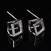 Rhodium Plated 925 Sterling Silver Stud Earring Findings X-STER-F048-28P-5