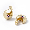 Enamel Crescent Moon with Evil Eye Stud Earrings EJEW-A093-01G-03-2