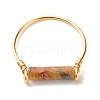 Natural Jade Column Beads Finger Ring RJEW-JR00404-03-2