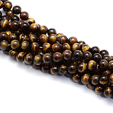 Round Natural Tiger Eye Gemstone Bead Strands G-J333-03-8mm