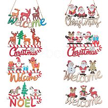 8Pcs 8 Style Christmas Decorative Wooden Door Sign FIND-SZ0005-74