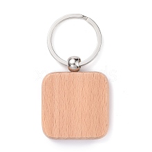 Natural Wood Keychain HJEW-P008-05