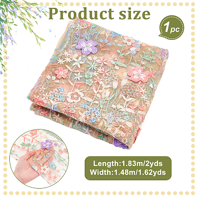 2 Yards Polyester Embroidery 3D Flower Fabrics DIY-WH0622-382B-1