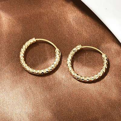 Brass Textured Hoop Earrings LS-EJEW-F378-03B-G-1