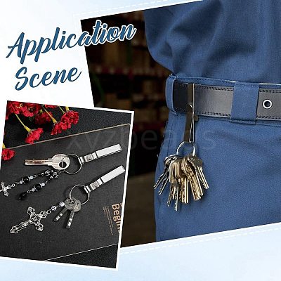 12Pcs Stainless Steel Keychain with Security Belt Clip KEYC-SC0001-17-1
