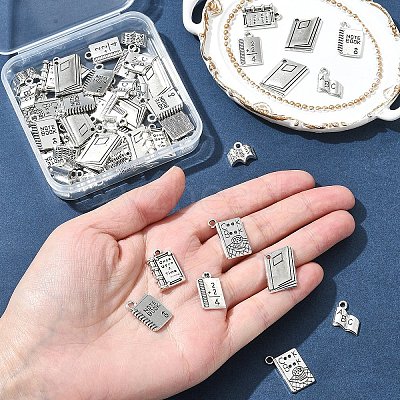 60Pcs Tibetan Style Alloy Pendants for Teachers' Day TIBEP-FS0001-22-1