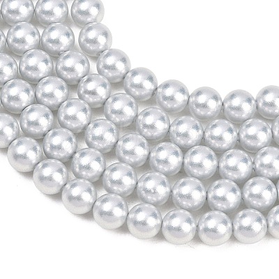 Frosted Glass Pearl Beads Strands GLAA-A044-08A-08-1