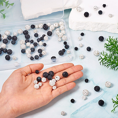 120Pcs 6 Styles Rhinestone Pave Disco Ball Beads RB-TA0001-14-1