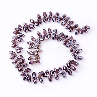 Electroplate Glass Faceted Teardrop Beads Strands EGLA-D014-03-1