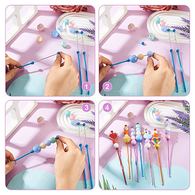 4Pcs DIY Alloy Beadable Crochet Hooks AJEW-TA0003-50C-1