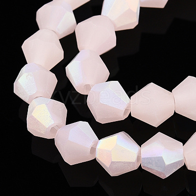 Imitation Jade Bicone Frosted Glass Bead Strands X-EGLA-A039-J6mm-MB07-1