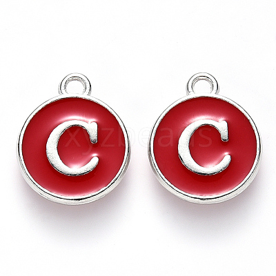 Platinum Plated Alloy Enamel Charms ENAM-S118-03C-P-1