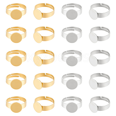 20Pcs 2 Styles Adjustable 304 Stainless Steel Finger Rings Components STAS-UN0057-19A-1