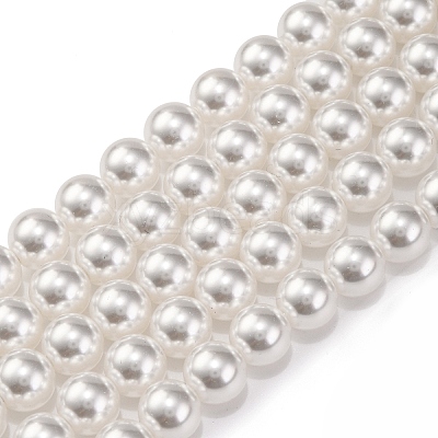 Baking Paint Pearlized Glass Pearl Round Bead Strands PEAR-H019-02C-04-1