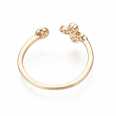 Brass Micro Pave Clear Cubic Zirconia Peg Bails Cuff Finger Ring Settings X-KK-S360-014-NF-1