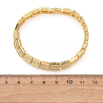 Rectangle Brass Micro Pave Clear Cubic Zirconia Link Chain Bracelets for Women BJEW-F530-03G-1