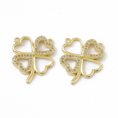 Brass Micro Pave Clear Cubic Zirconia Pendants KK-E068-VC021-1
