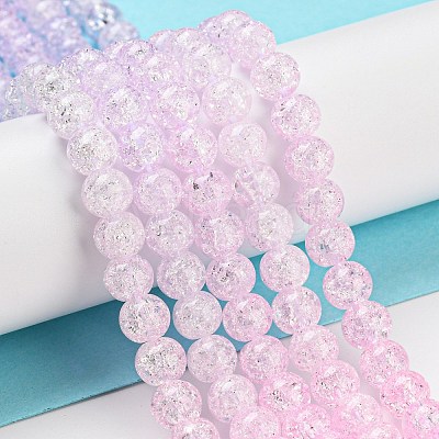 Spray Painted Crackle Glass Beads Strands DGLA-C002-6mm-03-1