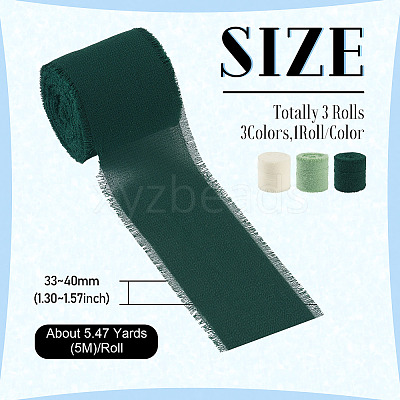 3 Rolls Polyester Raw Edges Ribbons SRIB-TAC0002-26F-1