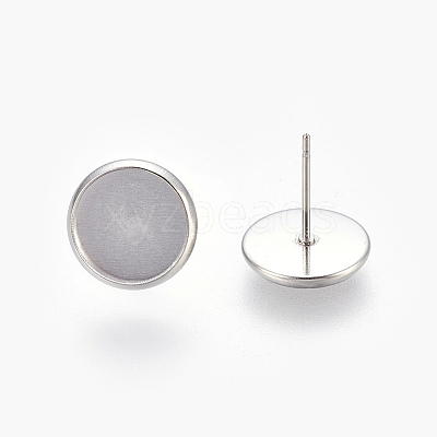 Non-Tarnish Eco-Friendly 316 Surgical Stainless Steel Stud Earring Settings X-STAS-F181-01P-10mm-1