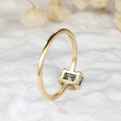 Brass and Moss Agate Finger Rings for Women FS-WGD1EDF-06-1