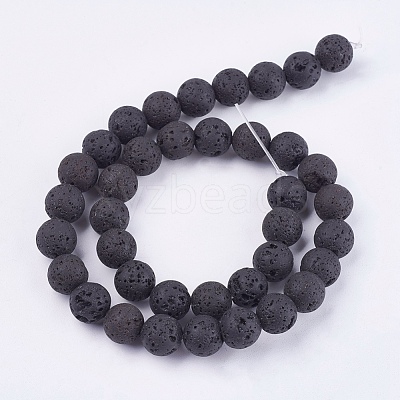 Natural Lava Rock Stone Bead Strands X-G-R193-18-10mm-1