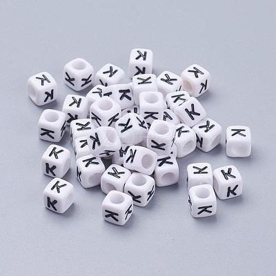 Letter K Letter Acrylic Cube Beads X-PL37C9308-K-1