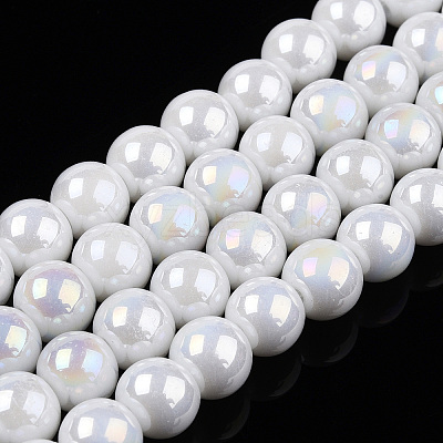 Electroplate Opaque Glass Beads Strands GLAA-T032-P6mm-AB02-1