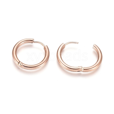 Ion Plating(IP) 304 Stainless Steel Huggie Hoop Earrings EJEW-F111B-19mm-RG-1