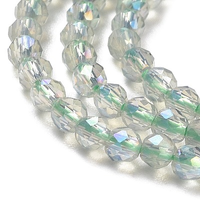 Electroplate Transparent Glass Beads Strands GLAA-H021-01A-FR07-1