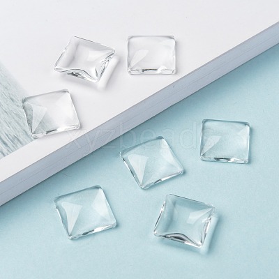 Transparent Glass Square Cabochons GGLA-S022-15mm-1