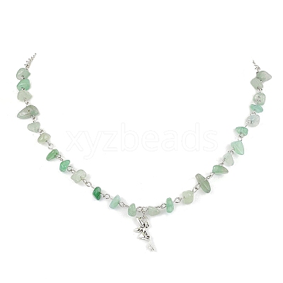 Natural Green Aventurine Chip Beads Necklaces for Women NJEW-JN04804-1