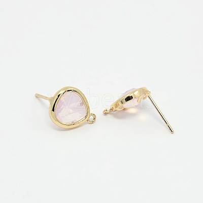 Real 18K Gold Plated Tone Brass Glass Stud Earring Findings GLAA-J023-06G-1