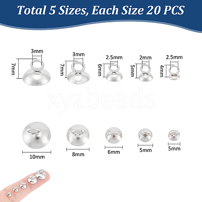 304 Stainless Steel Bead Cap Pendant Bails STAS-UN0010-42-1