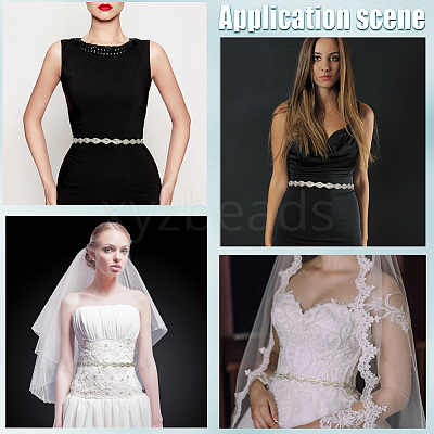 Metal Full Crystal Rhinestone Horse Eye Bridal Waist Belts for Wedding Dress AJEW-WH20080-65B-S-1