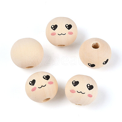 Printed Schima Wood Beads WOOD-T033-02H-1