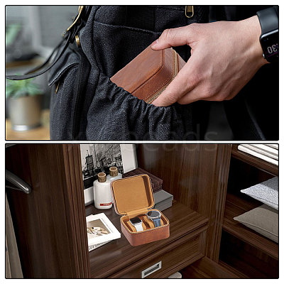 Imitation Leather Double Watch Storage Zipper Boxes CON-WH0089-227B-1