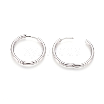 Tarnish Resistant 304 Stainless Steel Huggie Hoop Earrings EJEW-F111B-25mm-P-1