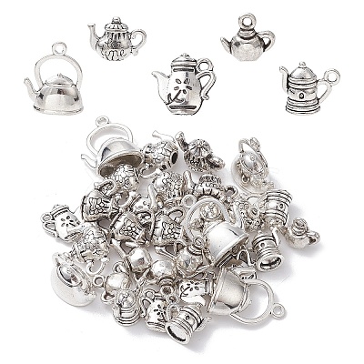 30Pcs 6 Styles Tibetan Style Alloy Charms TIBEP-YW0001-77-1