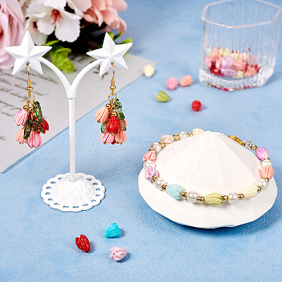 40Pcs 8 Colors Opaque Resin Flower Rose Beads RESI-TA0002-98-1