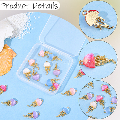 20Pcs 5 Colors Alloy Resin Pendants FIND-BM0001-61G-1