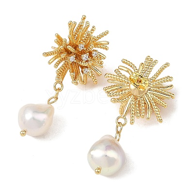 Brass Micro Pave Cubic Zirconia Stud Earrings EJEW-JE07436-1