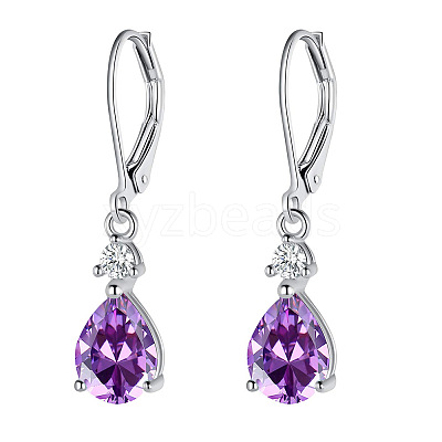 Brass Cubic Zirconia Dangle Earrings FS-WG32116-09-1