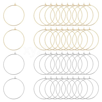 304 Stainless Steel Hoop Earring Findings STAS-UN0003-97-1