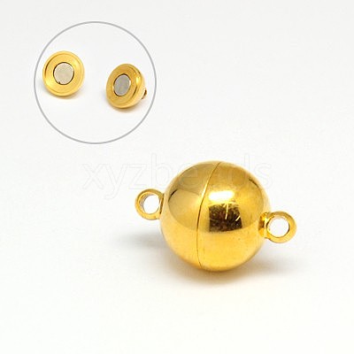 304 Stainless Steel Magnetic Clasps with Loops STAS-K006-14mm-04B-1