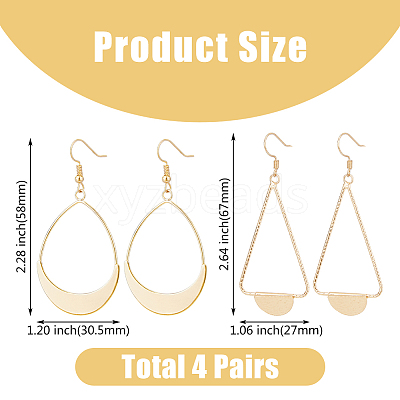 4 Pairs 4 Style Alloy Dangle Earrings for Women EJEW-FI0002-82-1