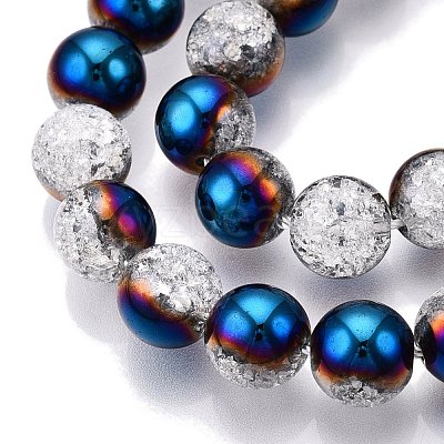 Electroplated Crackle Glass Beads Strands EGLA-N014-10mm-05-1